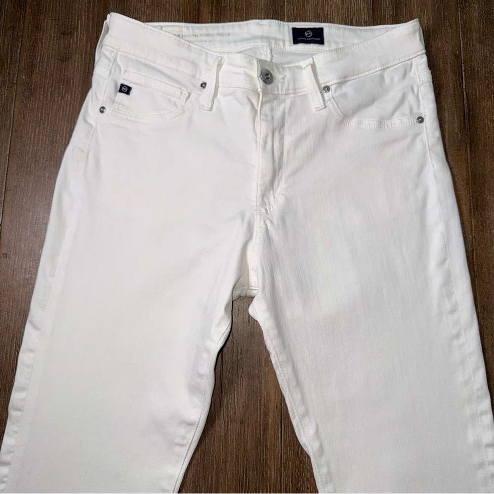AG The Farrah high rise skinny ankle jean in white sz 29 Raw hem slim - Picture 7 of 13